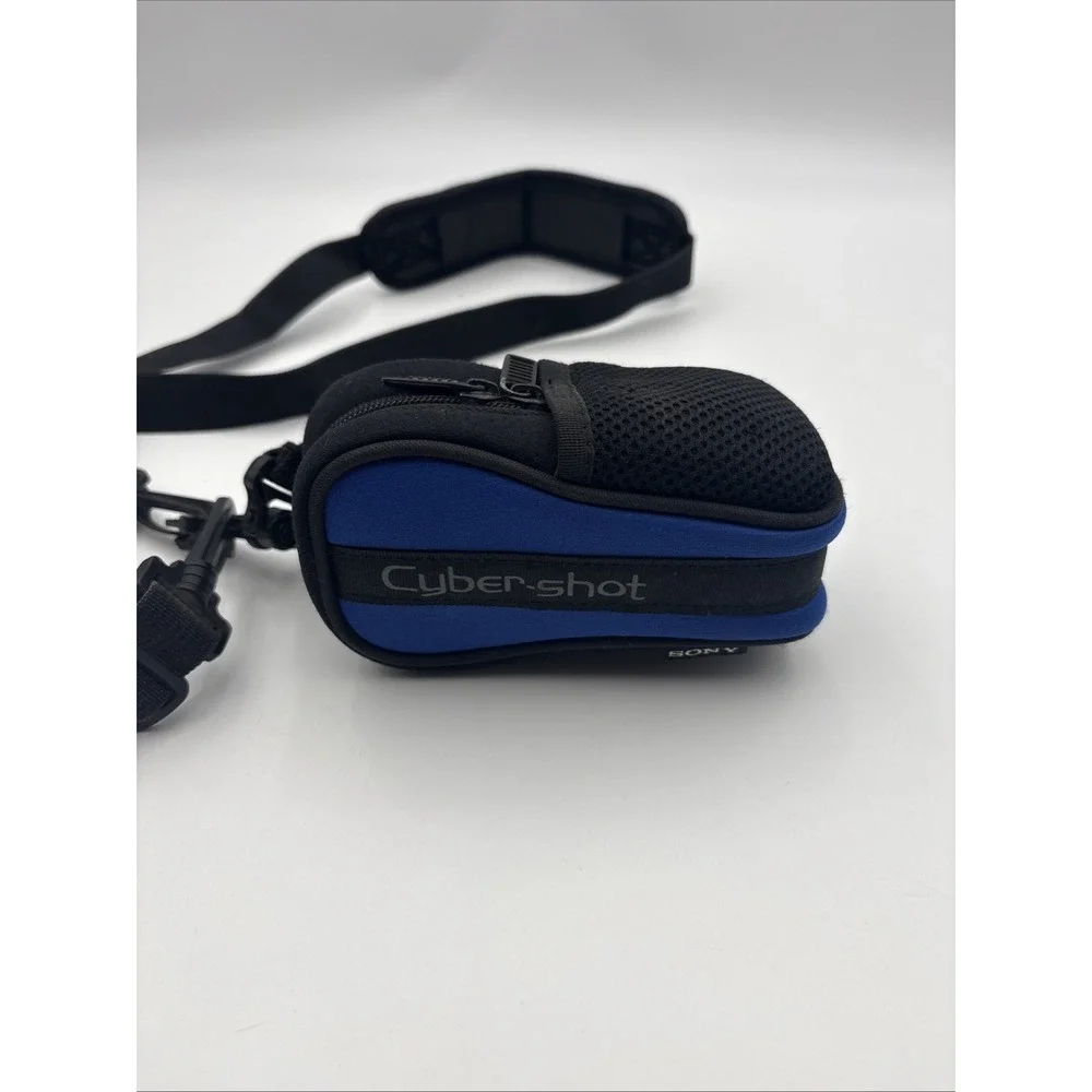 Sony Cyber-Shot Camera Case Pouch Blue Black Soft Padded Bag with Strap